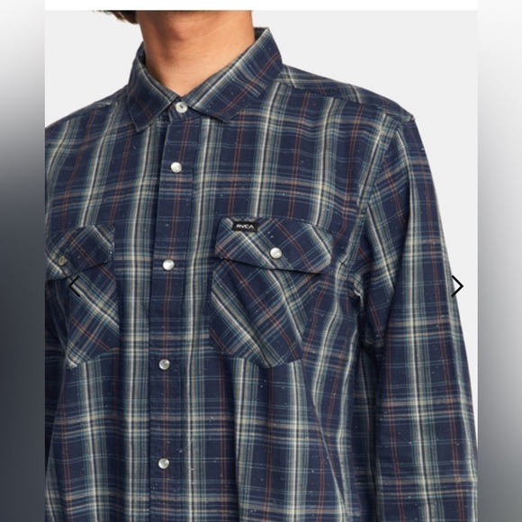 RVCA Neps Plaid Long Sleeve Shirt size S - Picture 2 of 10
